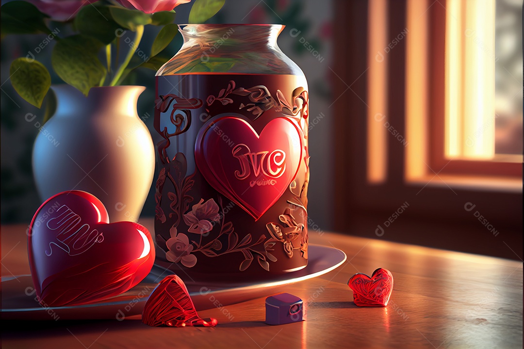 Amor rosa representativo, dia dos namorados 12 de junho renderizar realista