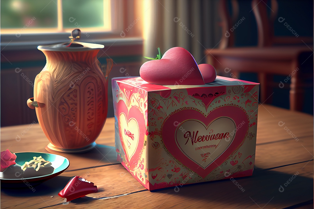 Amor rosa representativo, dia dos namorados 12 de junho renderizar realista