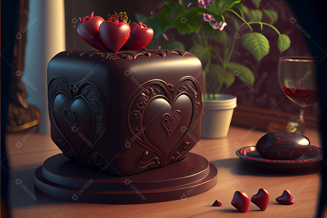 Amor rosa representativo, dia dos namorados 12 de junho renderizar realista