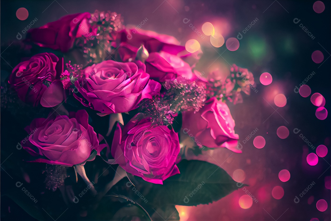 Amor rosa representativo, dia dos namorados 14 de fevereiro renderizar realista