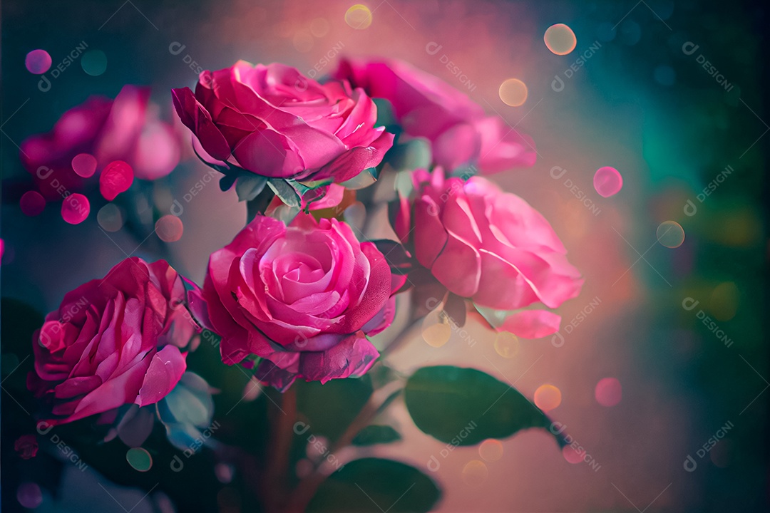 Amor rosa representativo, dia dos namorados 14 de fevereiro renderizar realista