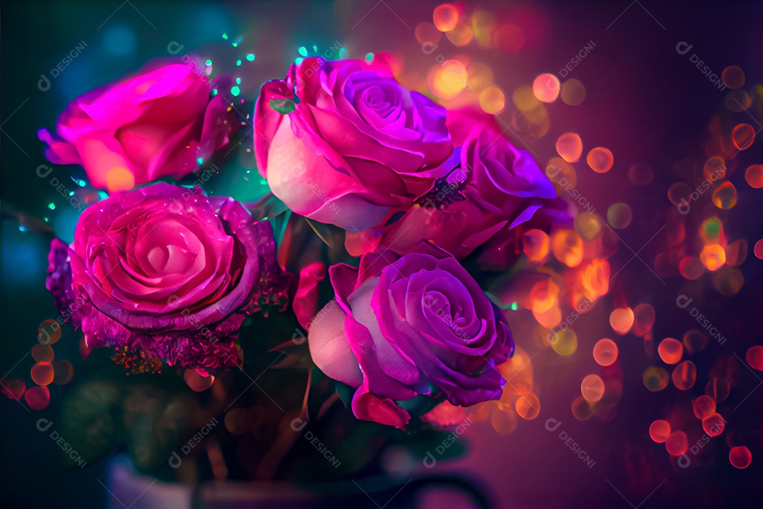 Amor rosa representativo, dia dos namorados 14 de fevereiro renderizar realista