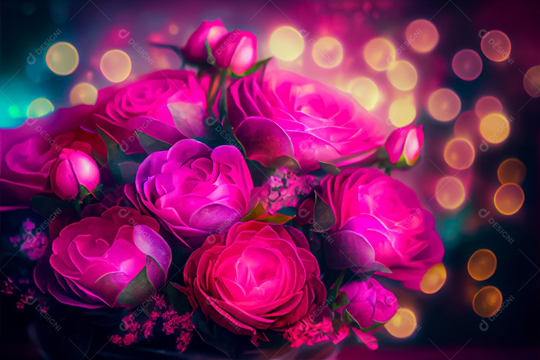 Amor rosa representativo, dia dos namorados 14 de fevereiro renderizar realista