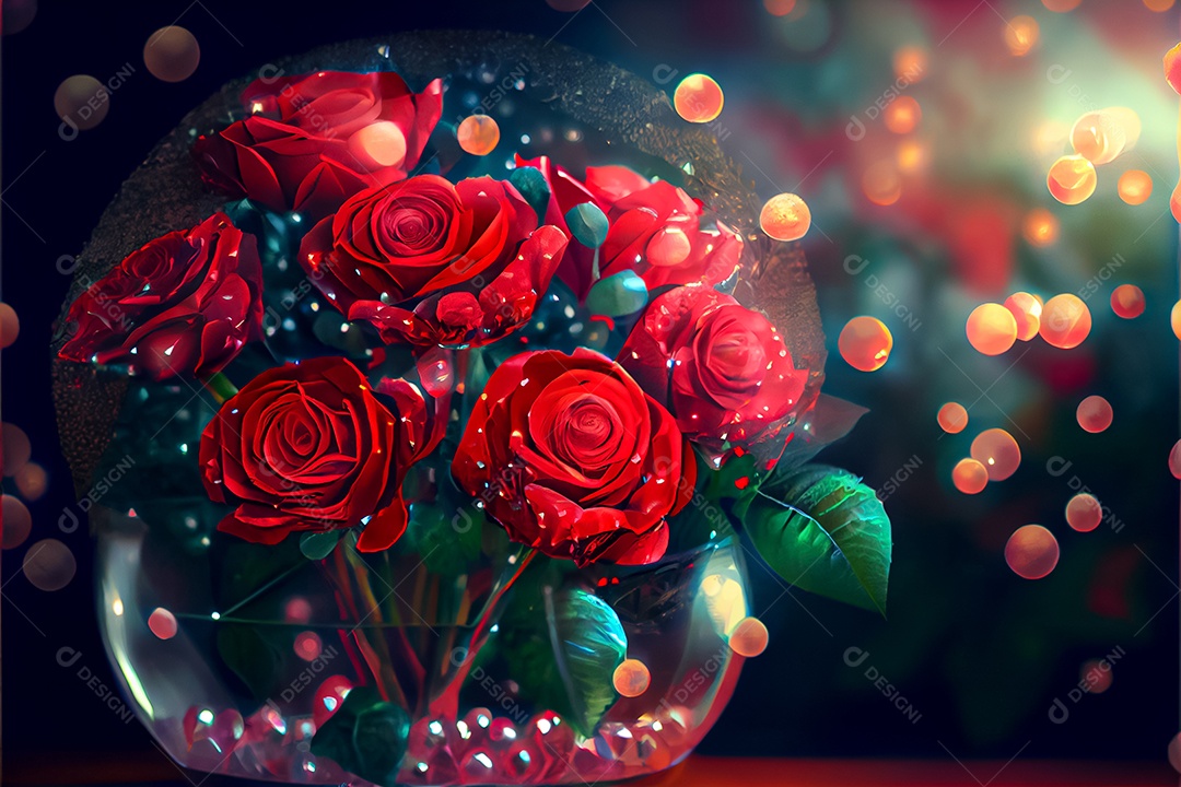 Amor rosa representativo, dia dos namorados 14 de fevereiro renderizar realista