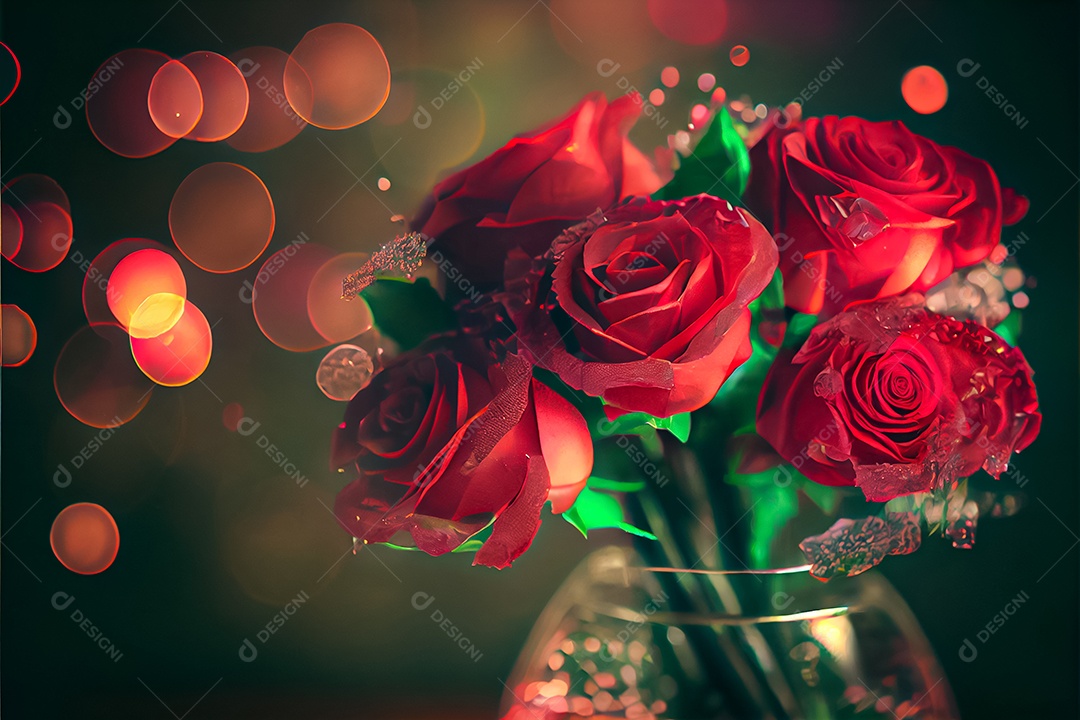 Amor rosa representativo, dia dos namorados 14 de fevereiro renderizar realista