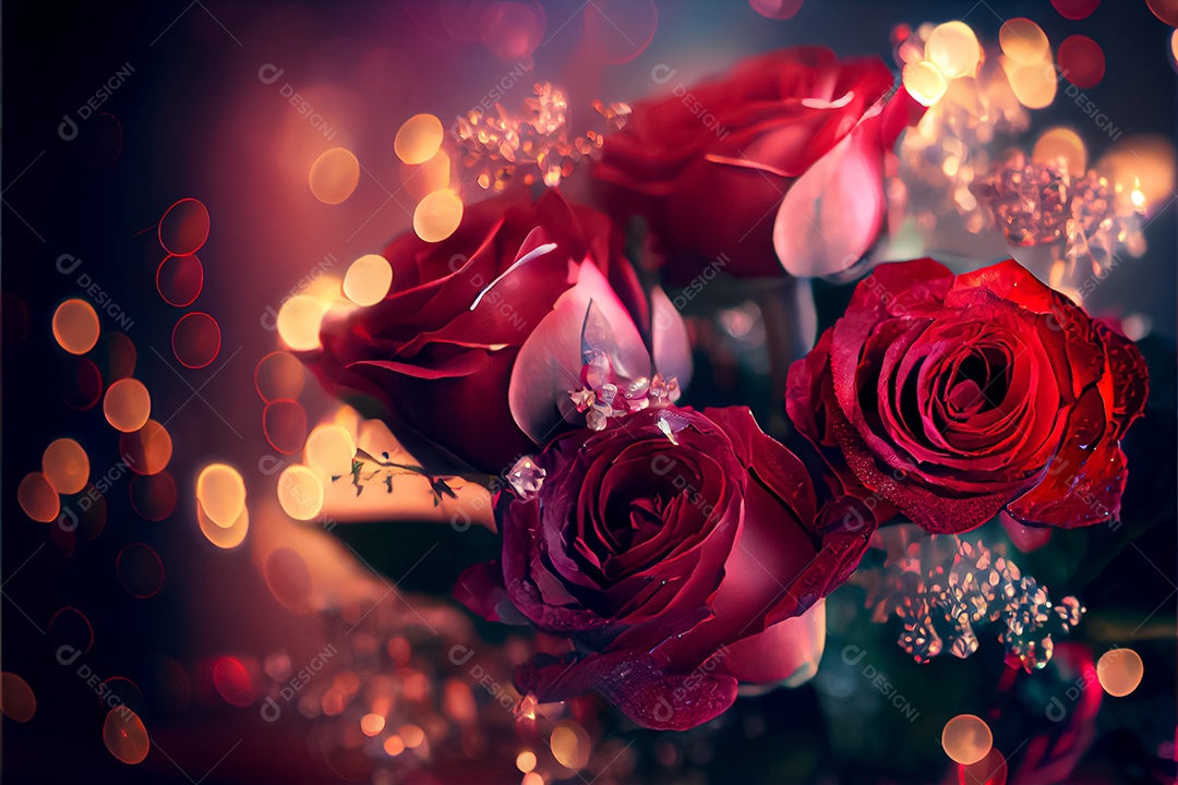 Amor rosa representativo, dia dos namorados 14 de fevereiro renderizar realista