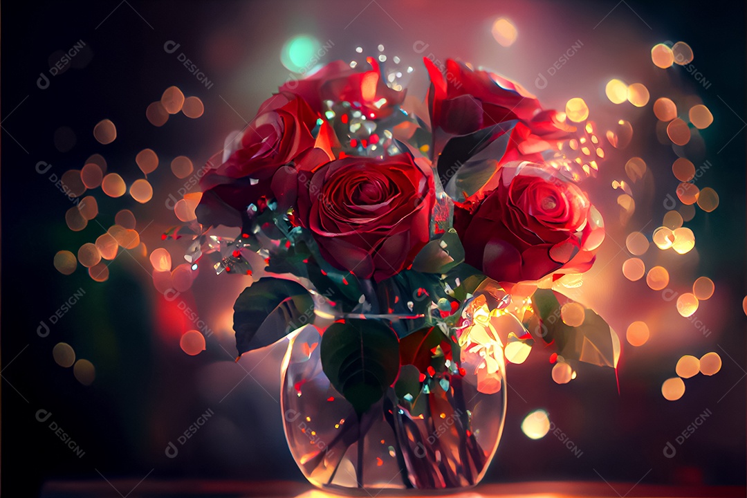 Amor rosa representativo, dia dos namorados 14 de fevereiro renderizar realista