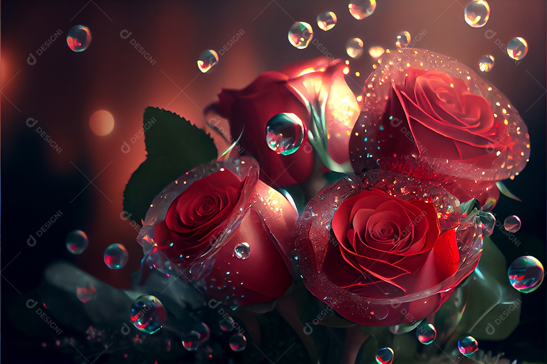 Amor rosa representativo, dia dos namorados 14 de fevereiro renderizar realista