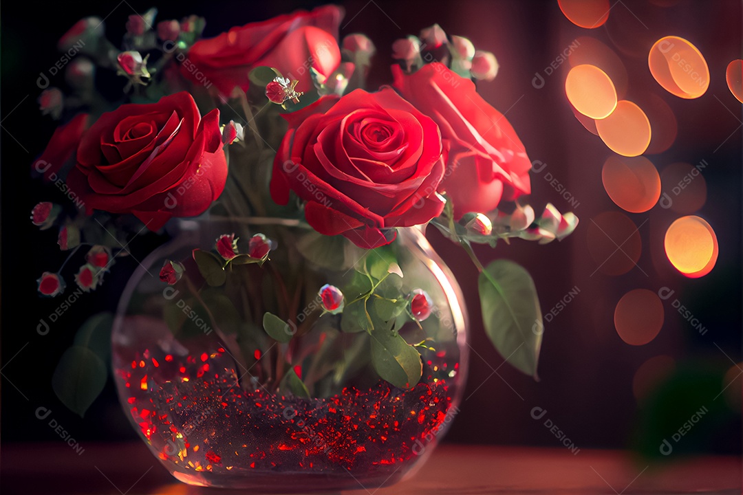 Amor rosa representativo, dia dos namorados 14 de fevereiro renderizar realista