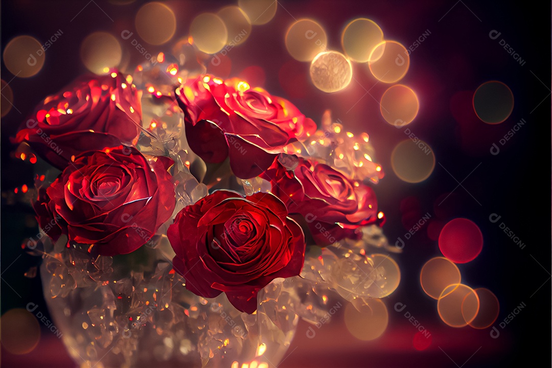 Amor rosa representativo, dia dos namorados 14 de fevereiro renderizar realista