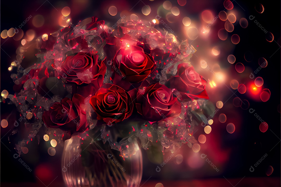 Amor rosa representativo, dia dos namorados 14 de fevereiro renderizar realista