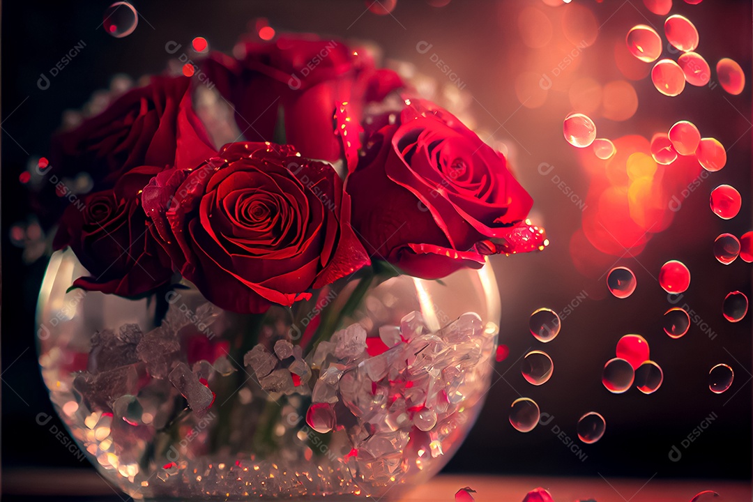 Amor rosa representativo, dia dos namorados 14 de fevereiro renderizar realista