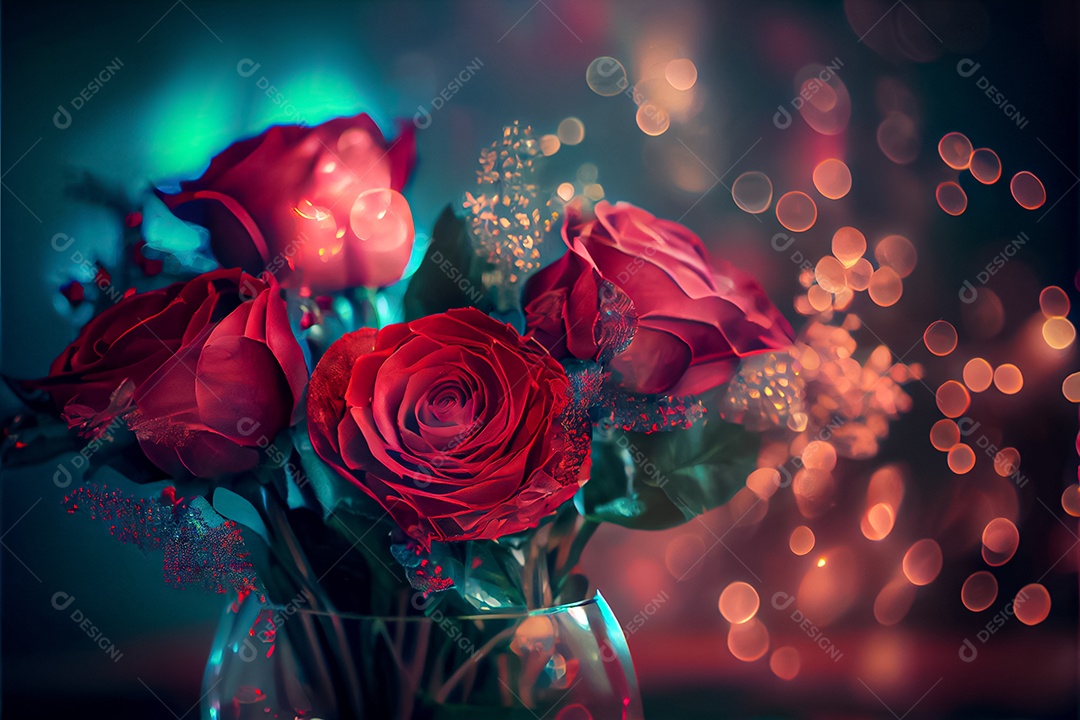 Amor rosa representativo, dia dos namorados 14 de fevereiro renderizar realista