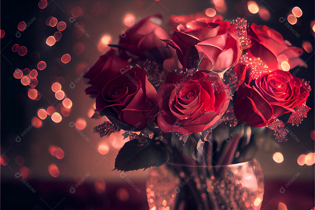 Amor rosa representativo, dia dos namorados 14 de fevereiro renderizar realista