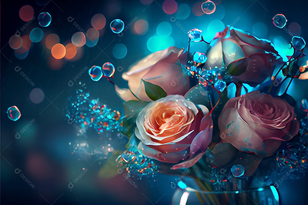 Amor rosa representativo, dia dos namorados 14 de fevereiro renderizar realista