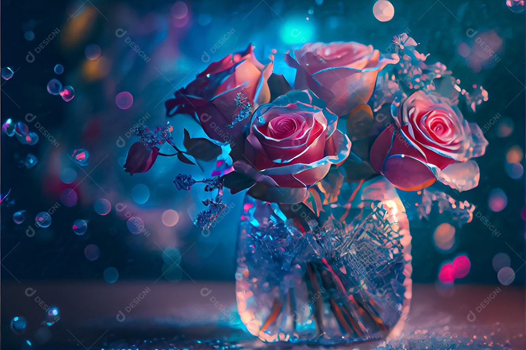 Amor rosa representativo, dia dos namorados 14 de fevereiro renderizar realista