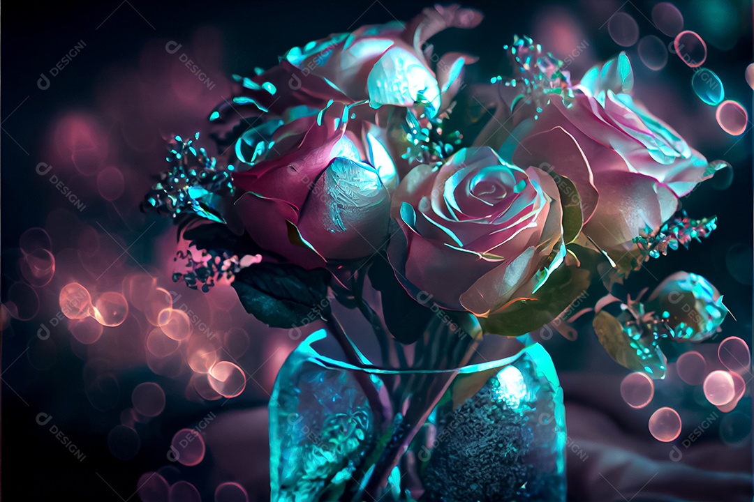 Amor rosa representativo, dia dos namorados 14 de fevereiro renderizar realista