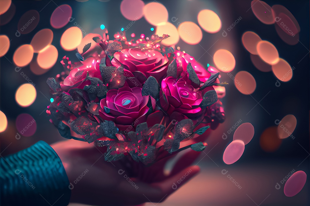 Amor rosa representativo, dia dos namorados 14 de fevereiro renderizar realista