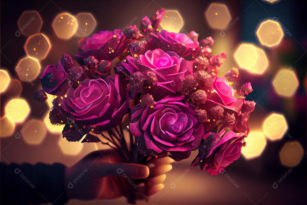 Amor rosa representativo, dia dos namorados 14 de fevereiro renderizar realista