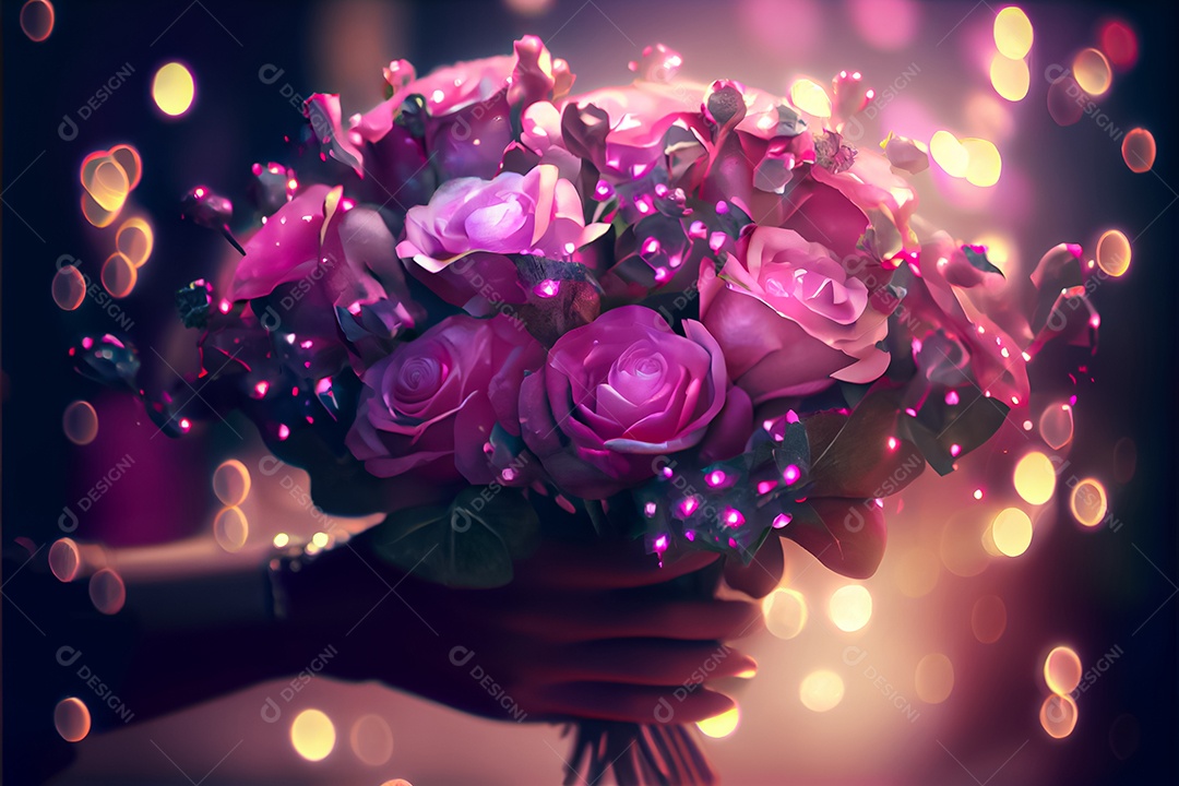 Amor rosa representativo, dia dos namorados 14 de fevereiro renderizar realista