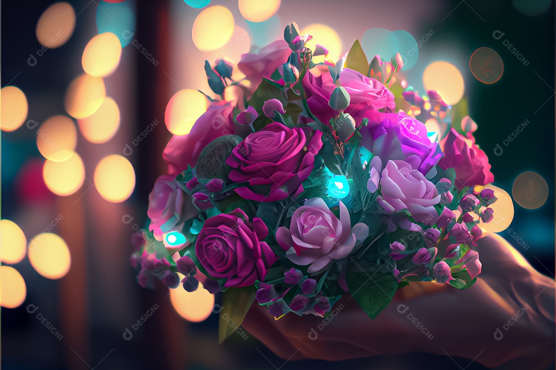 Amor rosa representativo, dia dos namorados 14 de fevereiro renderizar realista