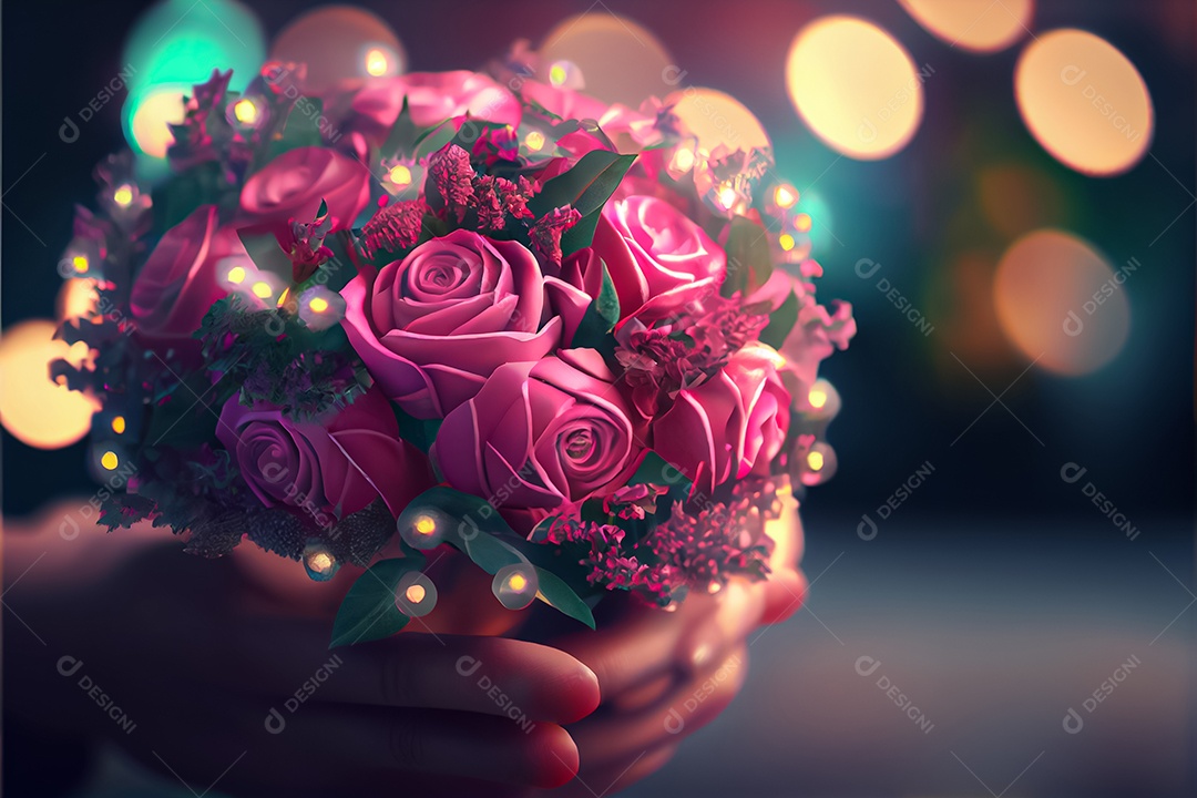 Amor rosa representativo, dia dos namorados 14 de fevereiro renderizar realista