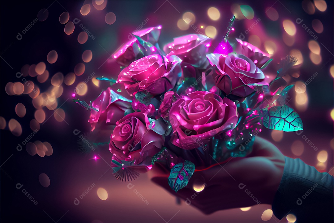 Amor rosa representativo, dia dos namorados 14 de fevereiro renderizar realista