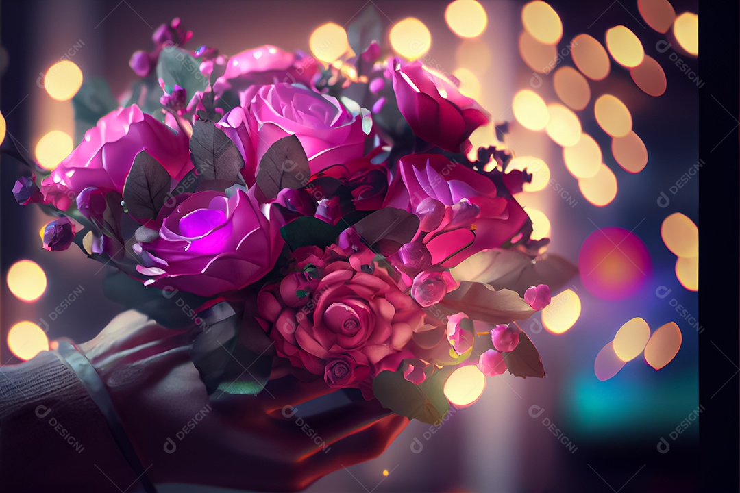 Amor rosa representativo, dia dos namorados 14 de fevereiro renderizar realista