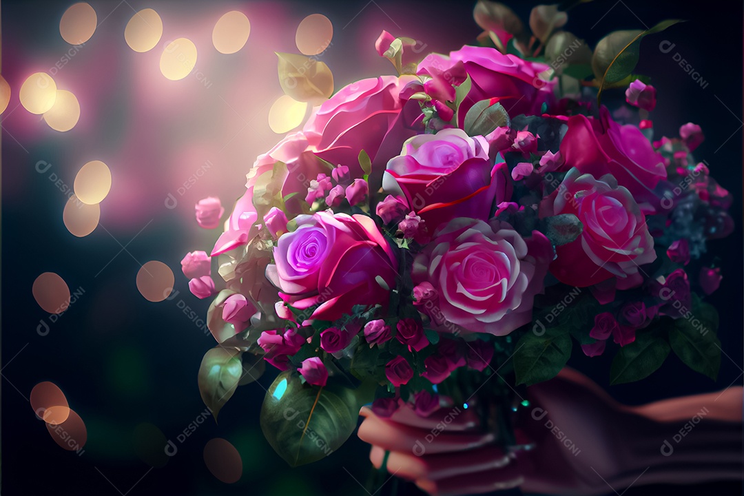 Amor rosa representativo, dia dos namorados 14 de fevereiro renderizar realista