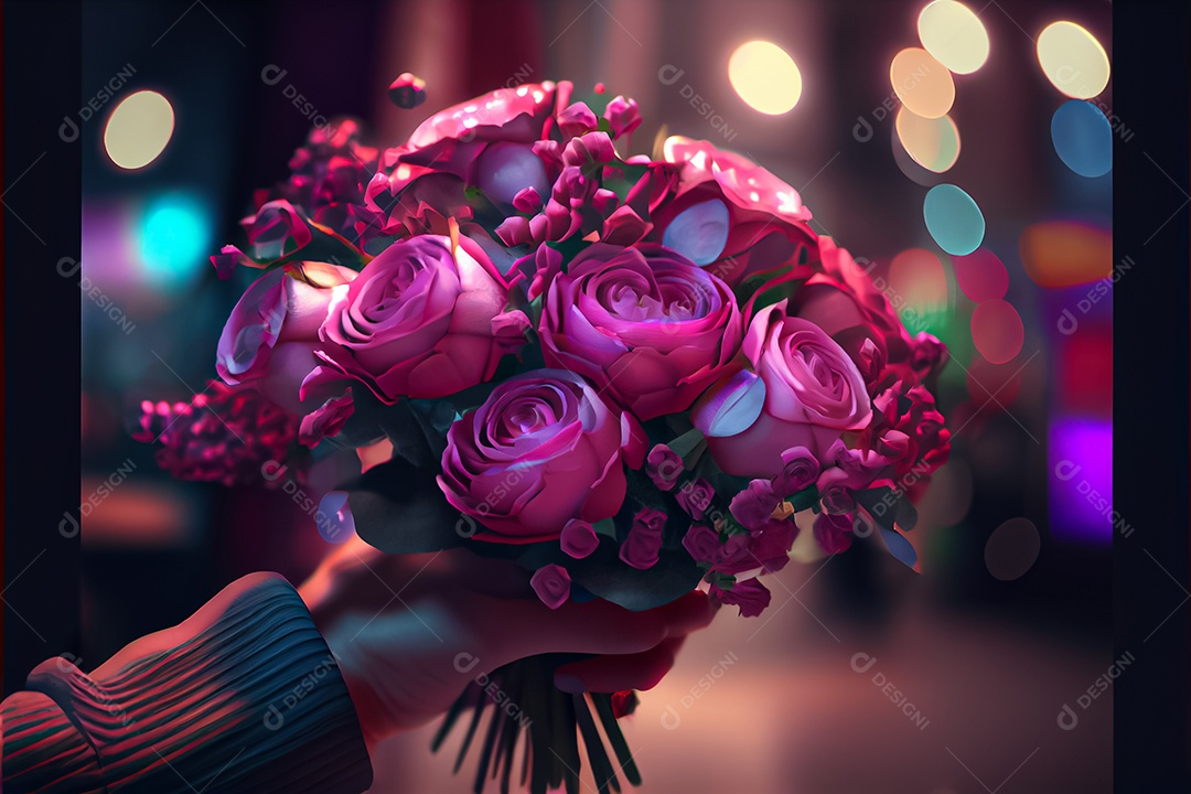 Amor rosa representativo, dia dos namorados 14 de fevereiro renderizar realista