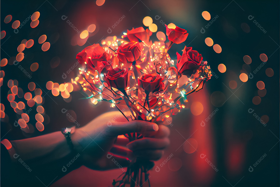 Amor rosa representativo, dia dos namorados 14 de fevereiro renderizar realista