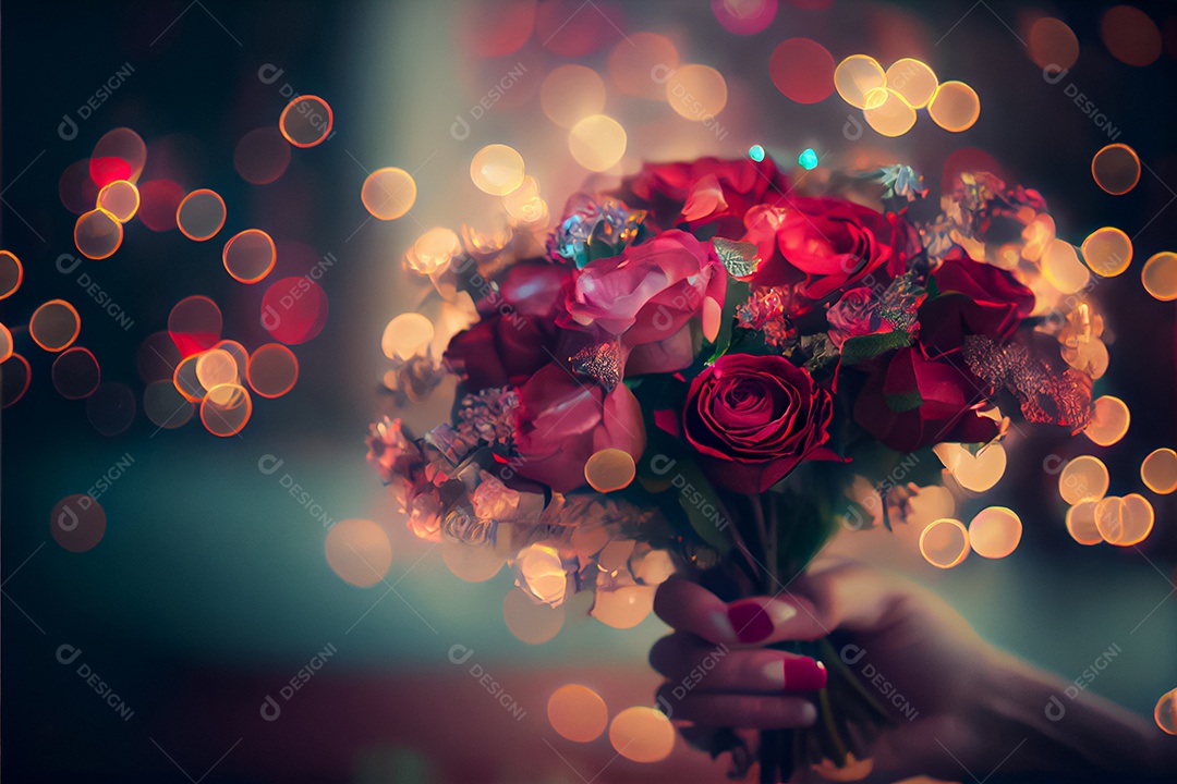 Amor rosa representativo, dia dos namorados 14 de fevereiro renderizar realista