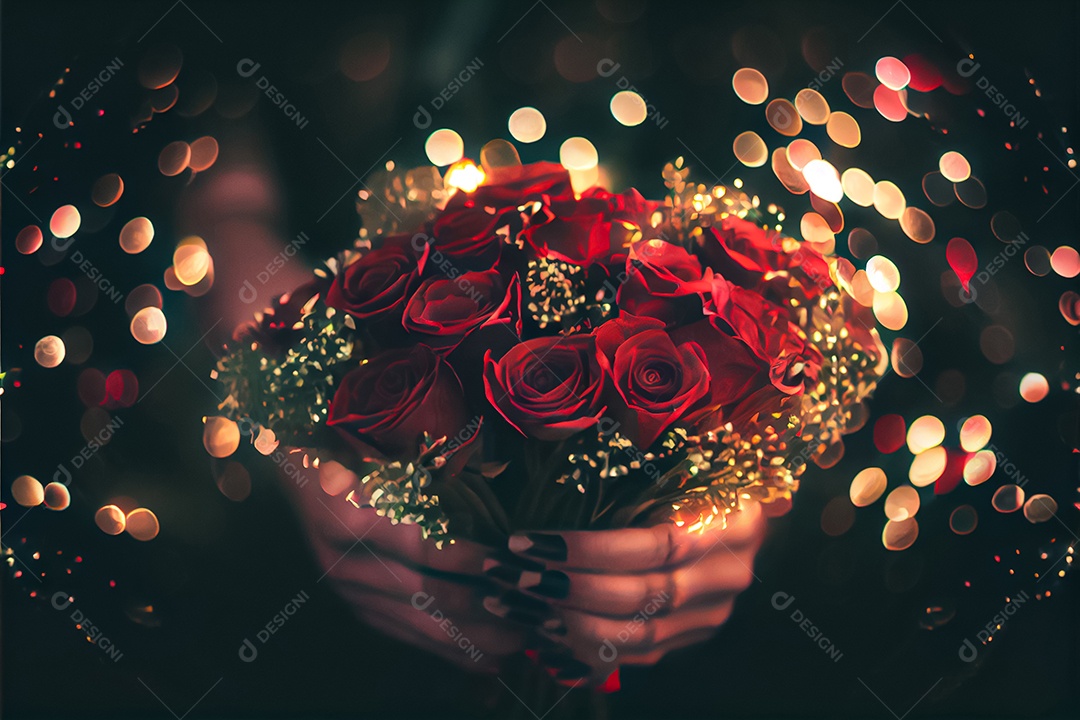 Amor rosa representativo, dia dos namorados 14 de fevereiro renderizar realista