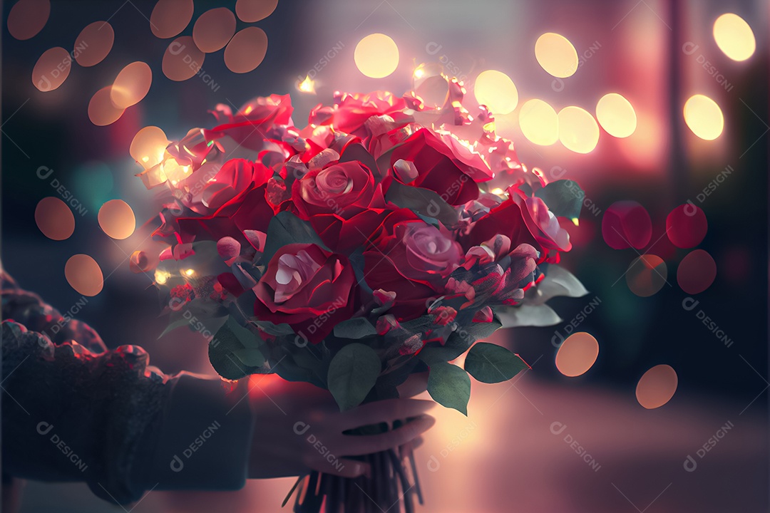 Amor rosa representativo, dia dos namorados 14 de fevereiro renderizar realista