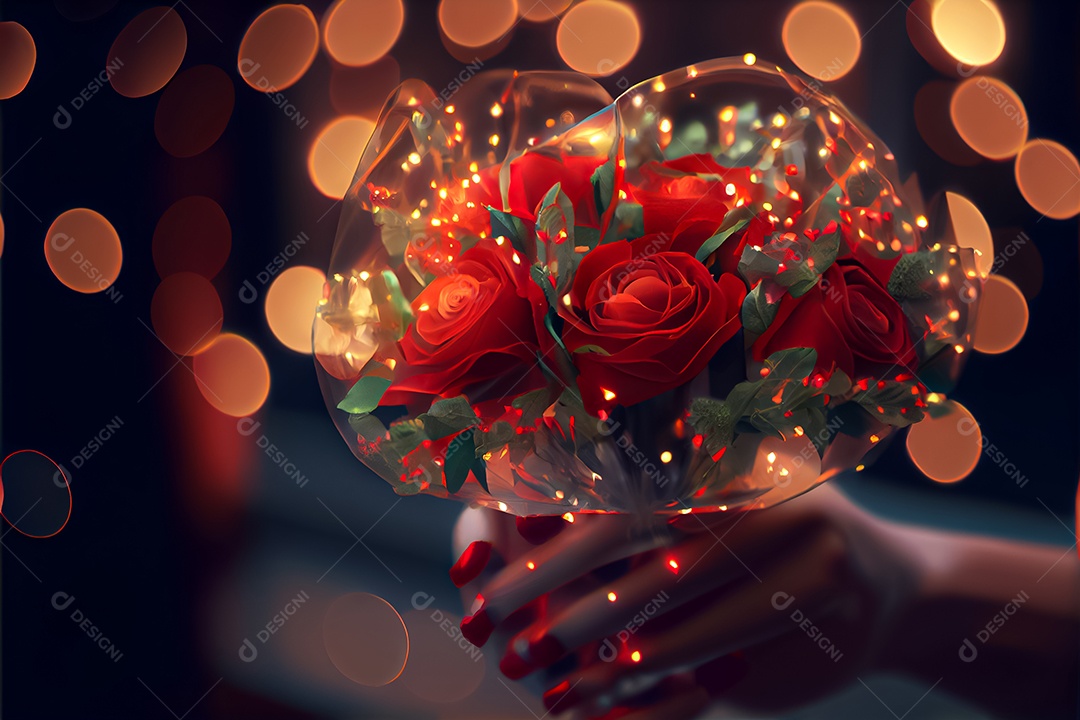 Amor rosa representativo, dia dos namorados 14 de fevereiro renderizar realista