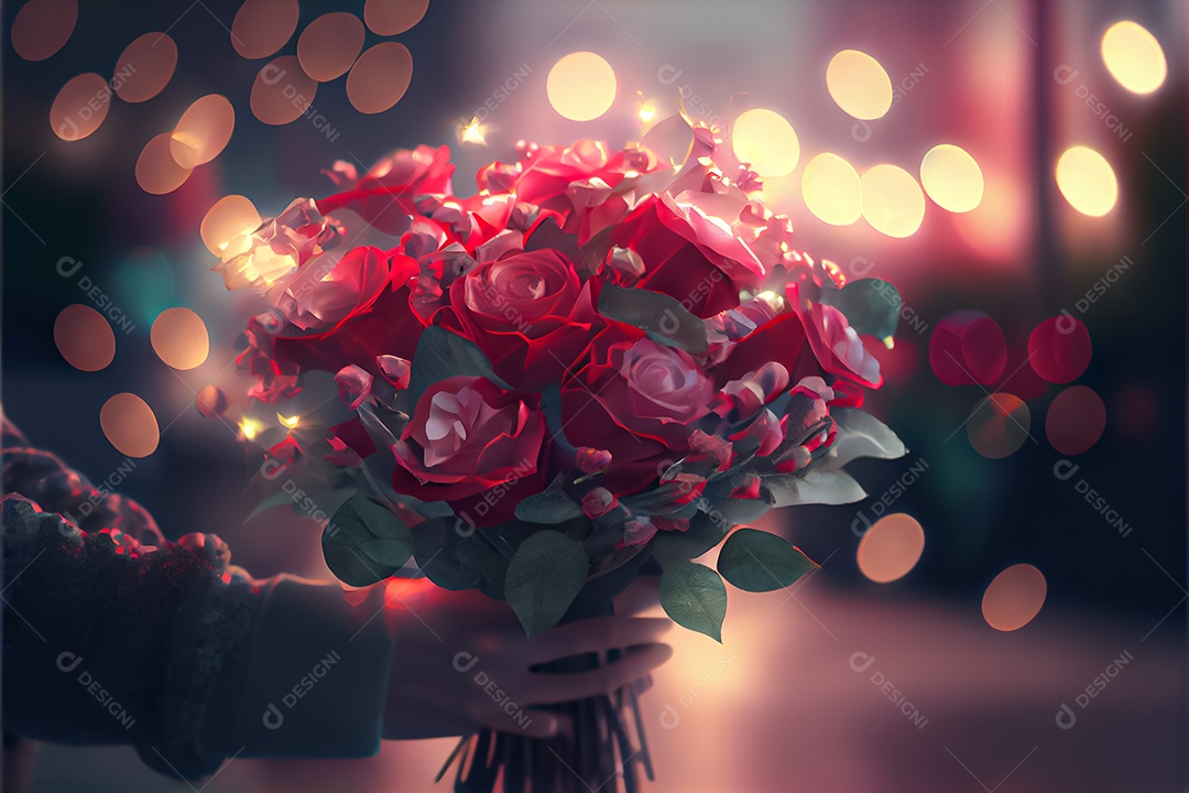 Amor rosa representativo, dia dos namorados 14 de fevereiro renderizar realista