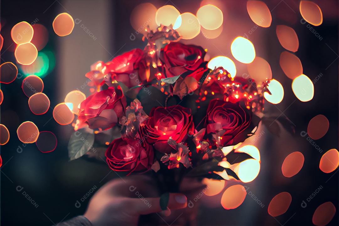 Amor rosa representativo, dia dos namorados 14 de fevereiro renderizar realista