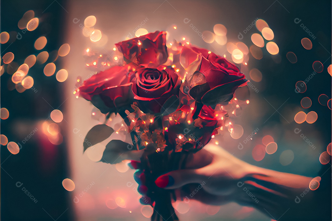 Amor rosa representativo, dia dos namorados 14 de fevereiro renderizar realista