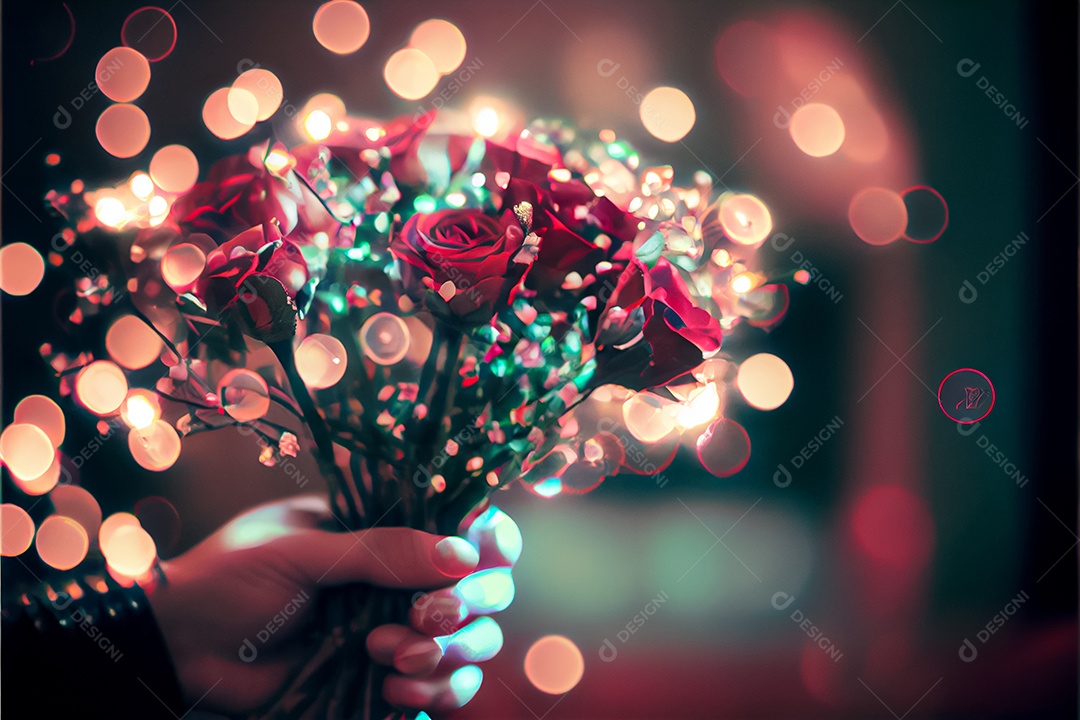 Amor rosa representativo, dia dos namorados 14 de fevereiro renderizar realista