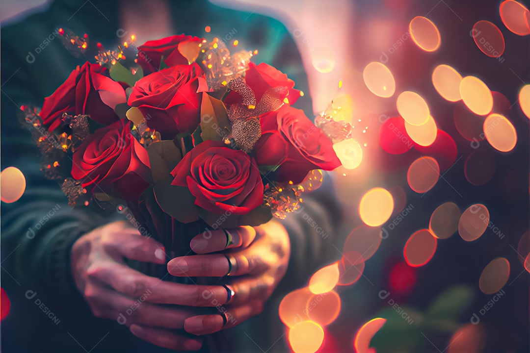 Amor rosa representativo, dia dos namorados 14 de fevereiro renderizar realista