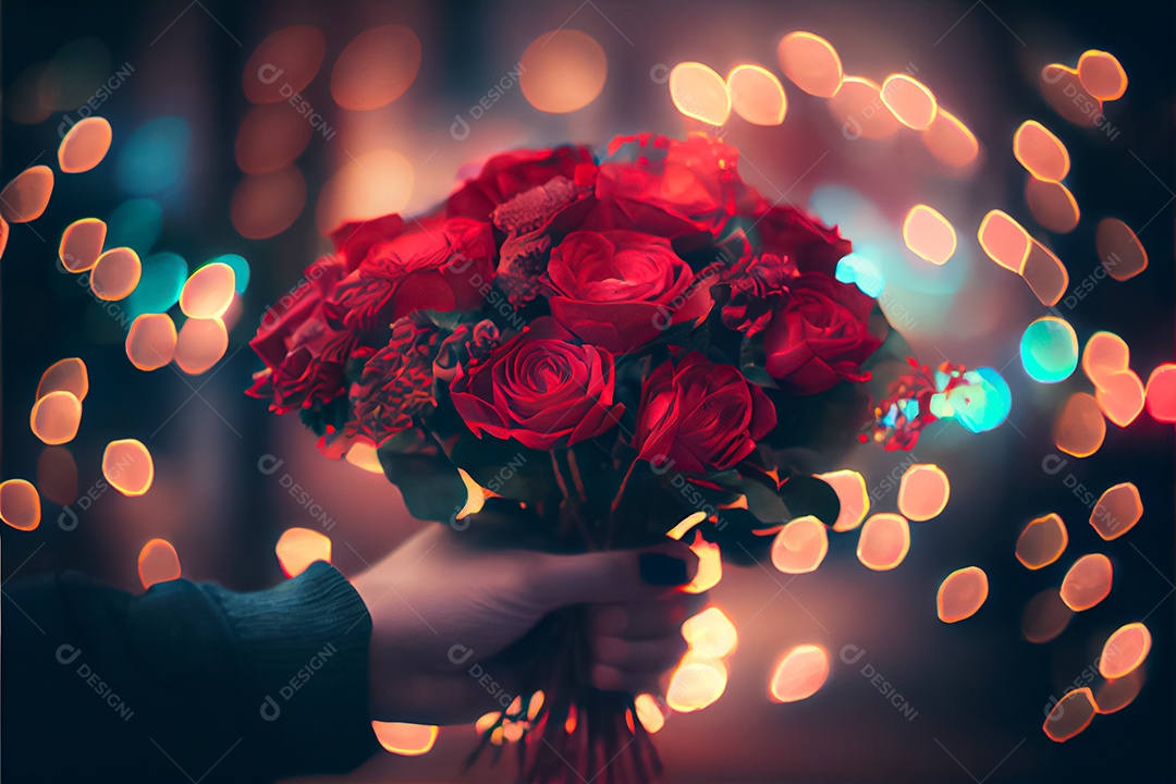 Amor rosa representativo, dia dos namorados 14 de fevereiro renderizar realista