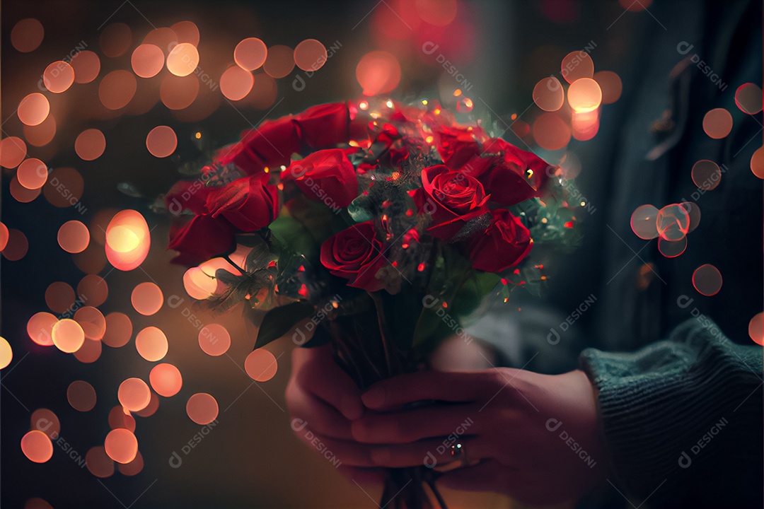 Amor rosa representativo, dia dos namorados 14 de fevereiro renderizar realista