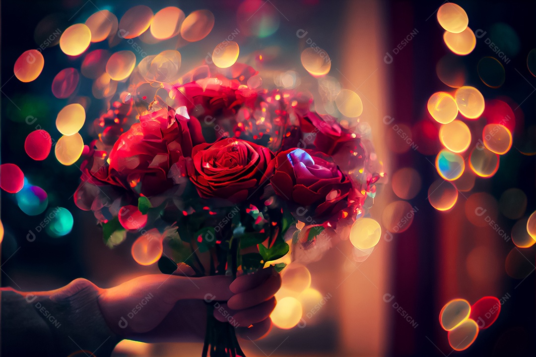 Amor rosa representativo, dia dos namorados 14 de fevereiro renderizar realista