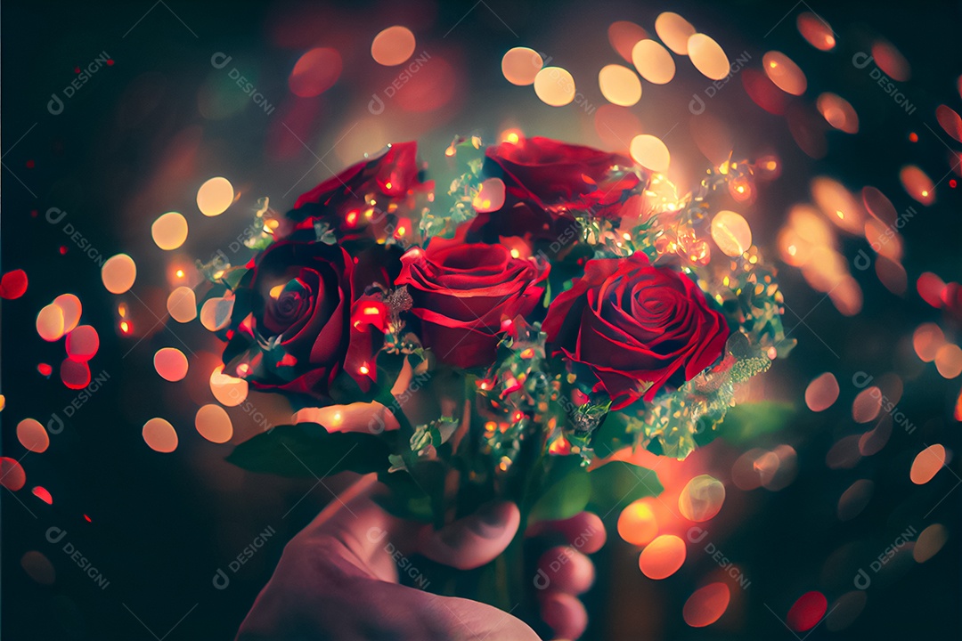 Amor rosa representativo, dia dos namorados 14 de fevereiro renderizar realista