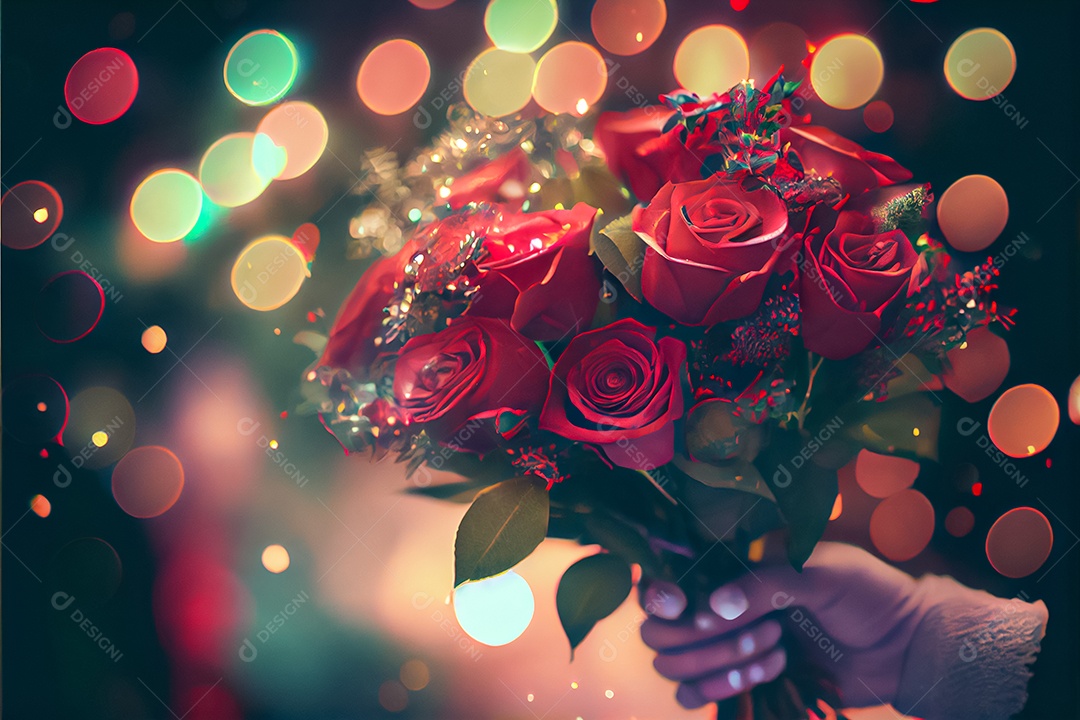 Amor rosa representativo, dia dos namorados 14 de fevereiro renderizar realista