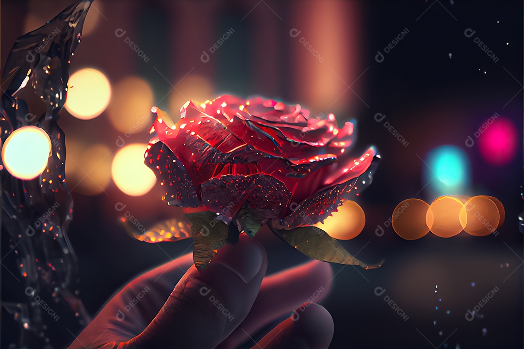 Amor rosa representativo, dia dos namorados 14 de fevereiro renderizar realista