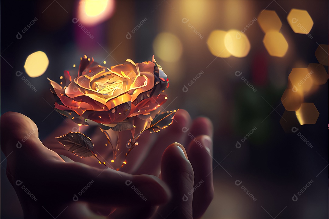 Amor rosa representativo, dia dos namorados 14 de fevereiro renderizar realista