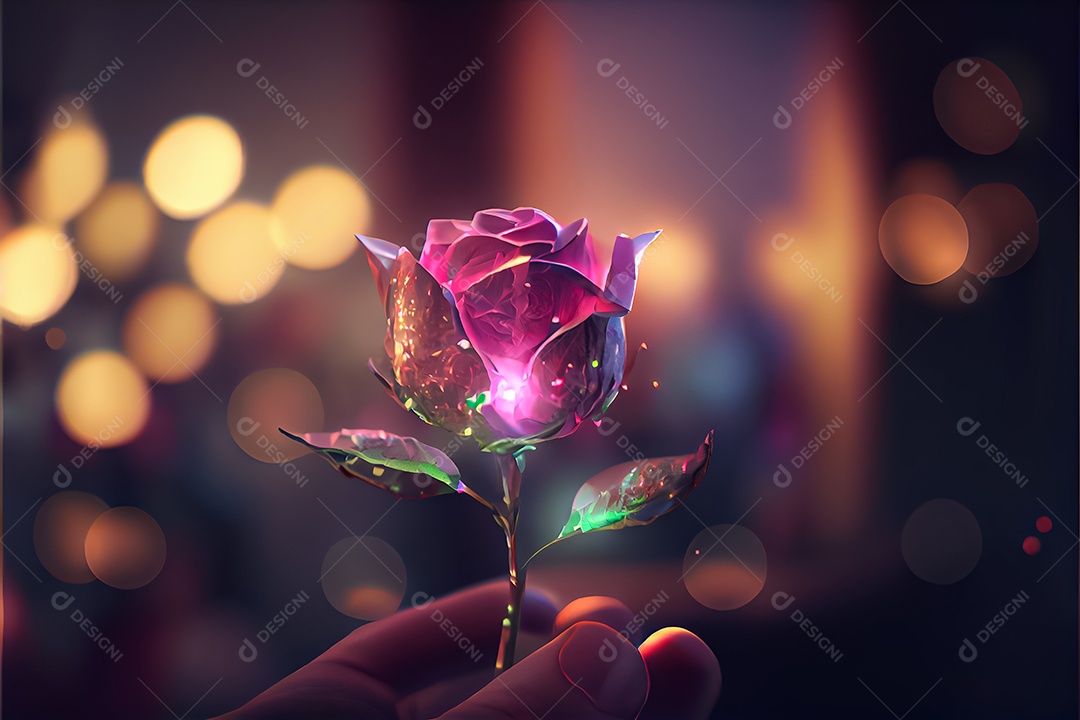 Amor rosa representativo, dia dos namorados 14 de fevereiro renderizar realista