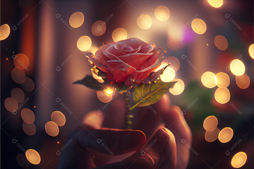 Amor rosa representativo, dia dos namorados 14 de fevereiro renderizar realista