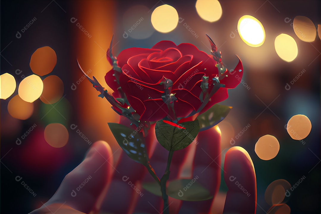 Amor rosa representativo, dia dos namorados 14 de fevereiro renderizar realista